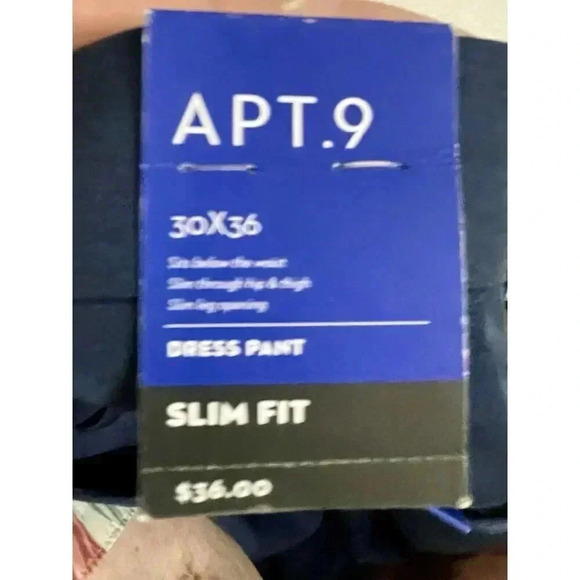 Apt 9 Men’s Blue‎ Dress Pants Slim Fit Easy Care 30W x 36L NWT - Picture 4 of 5